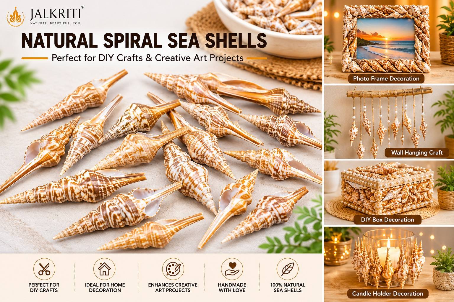 Natural Spiral Sea Shells for Craft (200 g) Home Decoration,  DIY Projects