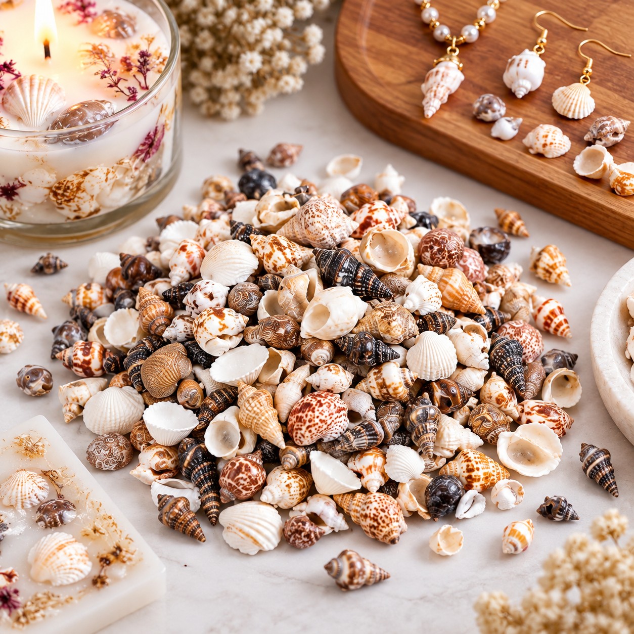 Small Craft Shell Mix - Decorative Shells for Aquarium, Vase Filler & DIY Craft (100g Pack)